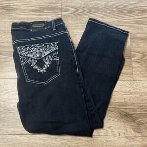 Tru Luxe Women’s Black Denim Jeans Rhinestones Size 8/29 (A23)